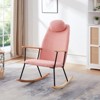 FONTOI Rocking Chair with Adjustable Headrest Pillow, Rocker with High Backrest for Nursery Bedroom Living Room, Pink, 30.12"*39.76"*24.41" - 2 of 4