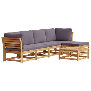 vidaXL Patio Lounge Set - 6 Piece Solid Wood Acacia Furniture with Cushions for Garden, Patio, Deck - Outdoor Seating Modular Design 153.51 Pounds - 1 of 4