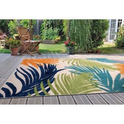 Tropical Floral Multi-Color Synthetic Indoor/Outdoor 5' x 7' Area Rug