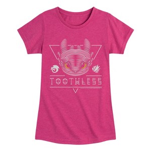 Girls' - How to Train Your Dragon - Toothless Line Art Fitted Short Sleeve Graphic T-Shirt - 1 of 4