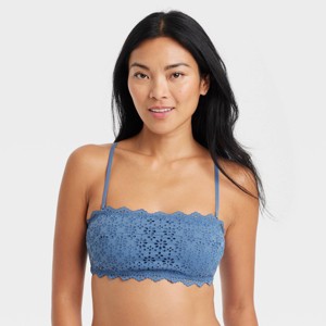 Women's Eyelet Lace Lightly Lined Bandeau Bralette - Auden™ - 1 of 4