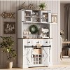 72" Kitchen Pantry Storage Cabinet with Hutch and Sliding Barn Door, Farmhouse Tall Buffet Cabinet with Drawers - 3 of 4
