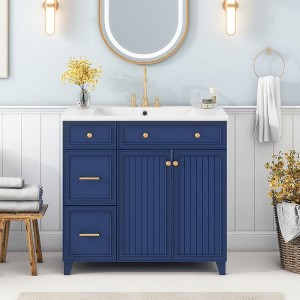 36" Bathroom Vanity with Sink,Bathroom Storage Cabinet with 2 Door,2 Different Depths Drawers,Adjustable Storage Shelf (without Faucet) - 1 of 4