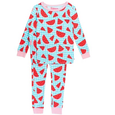 RuffleButts SoftSnooze Toddler Girls Ruffle Long Sleeve Pajama Set