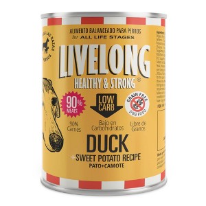Livelong Healthy & Strong Duck & Sweet Potato Wet Dog Food, 12pk 12.5oz Cans - 1 of 4