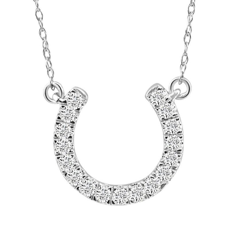 Pompeii3 3/8Ct Natural Diamond Horseshoe Pendant Women's Necklace White Gold 18", 1 of 5