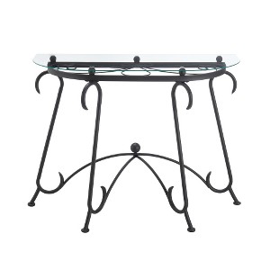 LIVAREEmlen Tempered Glass Surface Console Table with Sturdy Construction for Living Room (Rustic Black) - 1 of 4