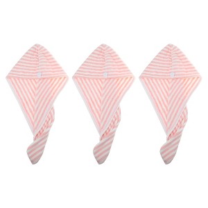Unique Bargains Soft Hair Towel Wrap Drying Cap Microfiber for Wet Long Hair 9.84x25.59 Inch 3 Pcs - 1 of 4