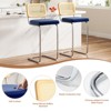 GlasFlength Dining Set with Rattan Back, Solid Wood Back, Velvet Seat for Dining Room, Kitchen, Counter, Blue, 18.9"*17.7"*42.54" - 4 of 4