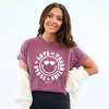 S.W.Smiley Peace Love Valentine Smiley - Women's Garment Dyed Graphic T-Shirt - 2 of 4