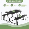 Outdoor Picnic Tables with Benches, Portable Picnic Table with Seats, Plastics Picnic Table Bench Set with Metal Frame, Black - 2 of 4