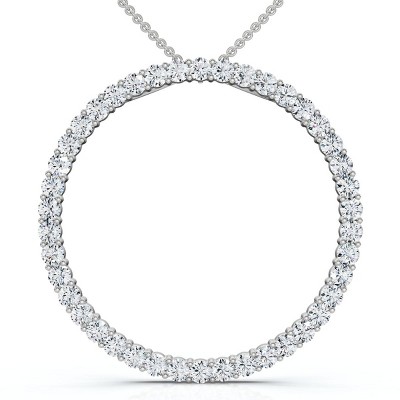 Pompeii3 1Ct Circle Diamond Pendant White Gold Necklace Lab Created