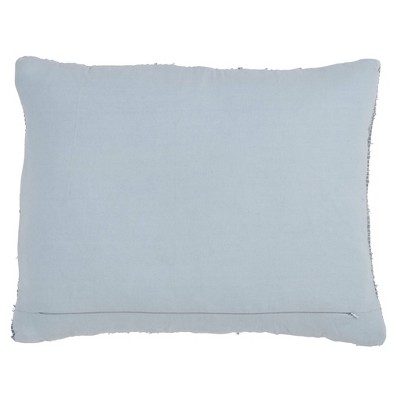 Small Denim Blue Rectangular Down Filled Chindi Throw Pillow