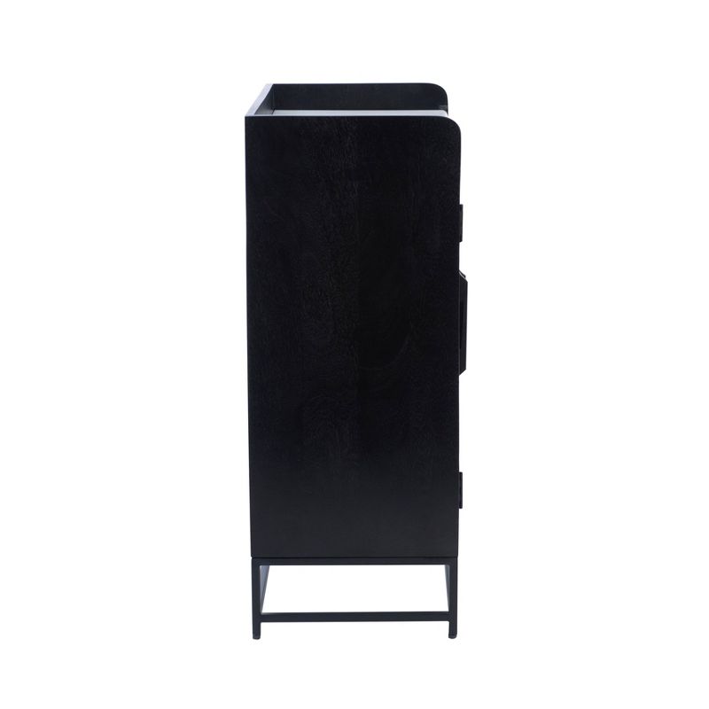 Gordon 2-Door 4 Shelf 1 Drawer Bar Cabinet Black Finish and Natural Cane - Powell, 4 of 17
