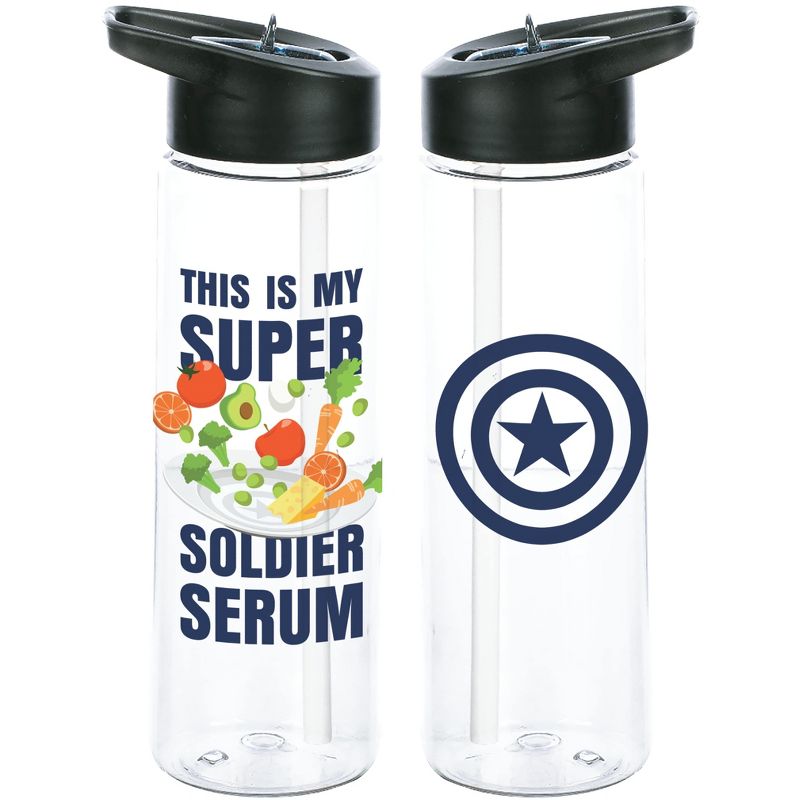 Marvel Universe Captain America Super Soldier Serum 24 Oz Clear Plastic Water Bottle, 1 of 2
