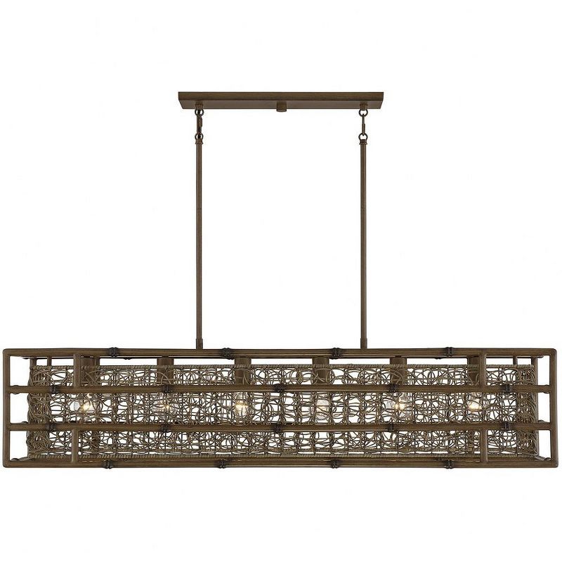 Treviso Grapevine 6-Light Linear Chandelier with Bamboo Cage