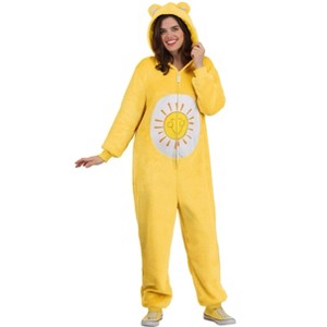 HalloweenCostumes.com Adult Care Bears Funshine Bear Costume Jumpsuit for Men & Women with Hood,  Cosplay - 1 of 4