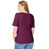 Woman Within Plus Size Ribbed Square Neck Elbow-Sleeve Tee - 3 of 4
