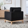 Bouclé Modern Farmhouse Accent Armchair with Natural Wood Base and 2 Bolster Pillows,Reading Chair for Living Room–The Pop Home - 3 of 4
