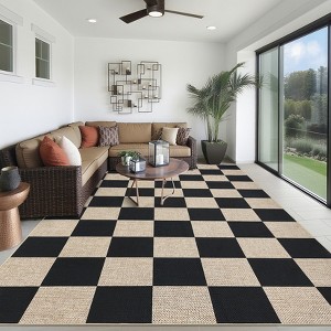 Nasitip Modern Checkerboard Pattern Area Rugs for Living Room Soft Low Pile Non-Sliping, Machine Washable - 1 of 4