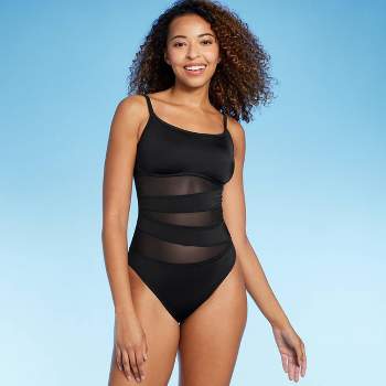 Women's Twist Detail Underwire Extra Cheeky High Leg One Piece Swimsuit -  Shade & Shore™ Black 38dd : Target