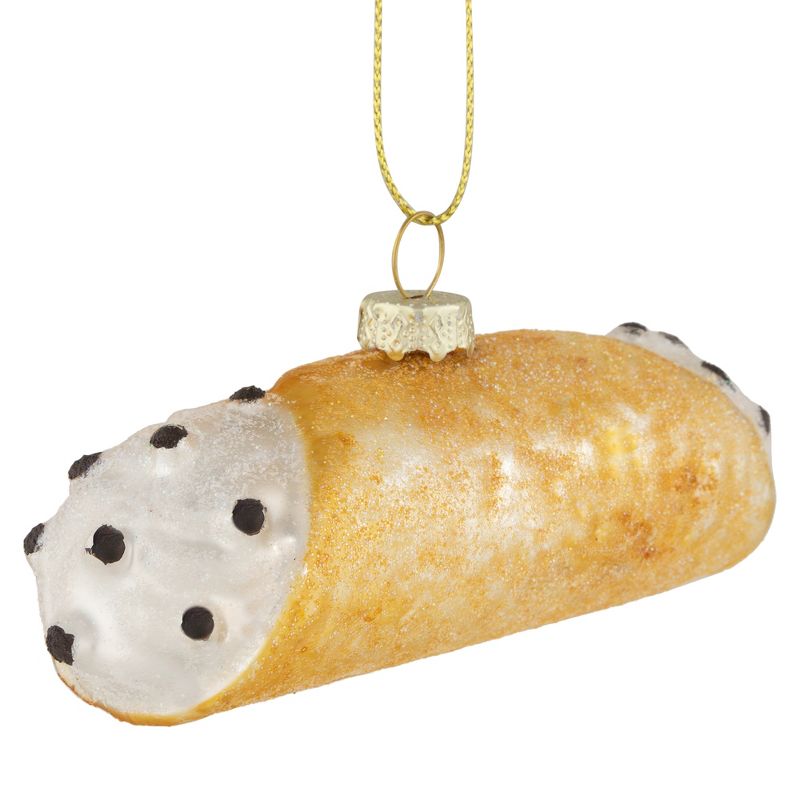 Northlight 4.5" Glittered Cannoli Glass Christmas Hanging Ornament, 4 of 6