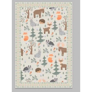 Coolmee Living Room Rug Machine Washable Boho Area Rug Non Slip Floral Animal Cat Vintage Rugs for Bedroom Kids Playroom - 1 of 1