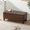 CAVINAS PU Leather Storage Ottoman Bench, Upholstered Footstool with Hidden Storage, Bedroom End Bench with Birch Legs, Entryway Shoe Bench - 2 of 4