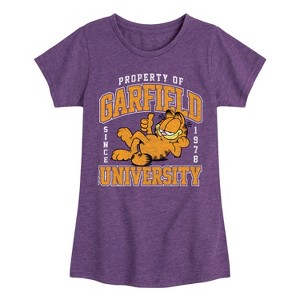 Girls' - Garfield - Varsity Fitted Short Sleeve Graphic T-Shirt - 1 of 4
