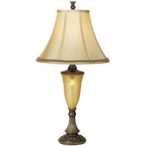 Kathy Ireland Sorrento Traditional Table Lamp 30" Tall Antique Bronze Glass with Nightlight Flared Bell Shade for Bedroom Living Room Bedside Office - 1 of 4