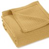 HomeRoots Twin Mustard Cotton Waffle Weave Honeycomb Blanket - 4 of 4