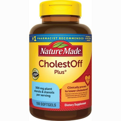 Nature Made CholestOff Plus, Dietary Supplement for Heart Health Support, 100 Softgels, 25 Day Supply.