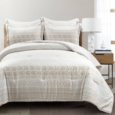 Full/queen 5pc Farmhouse Yarn Dyed Striped Comforter Set Gray/white - Lush  Décor : Target