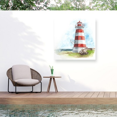 "Watercolor Lighthouse I" Outdoor Canvas
