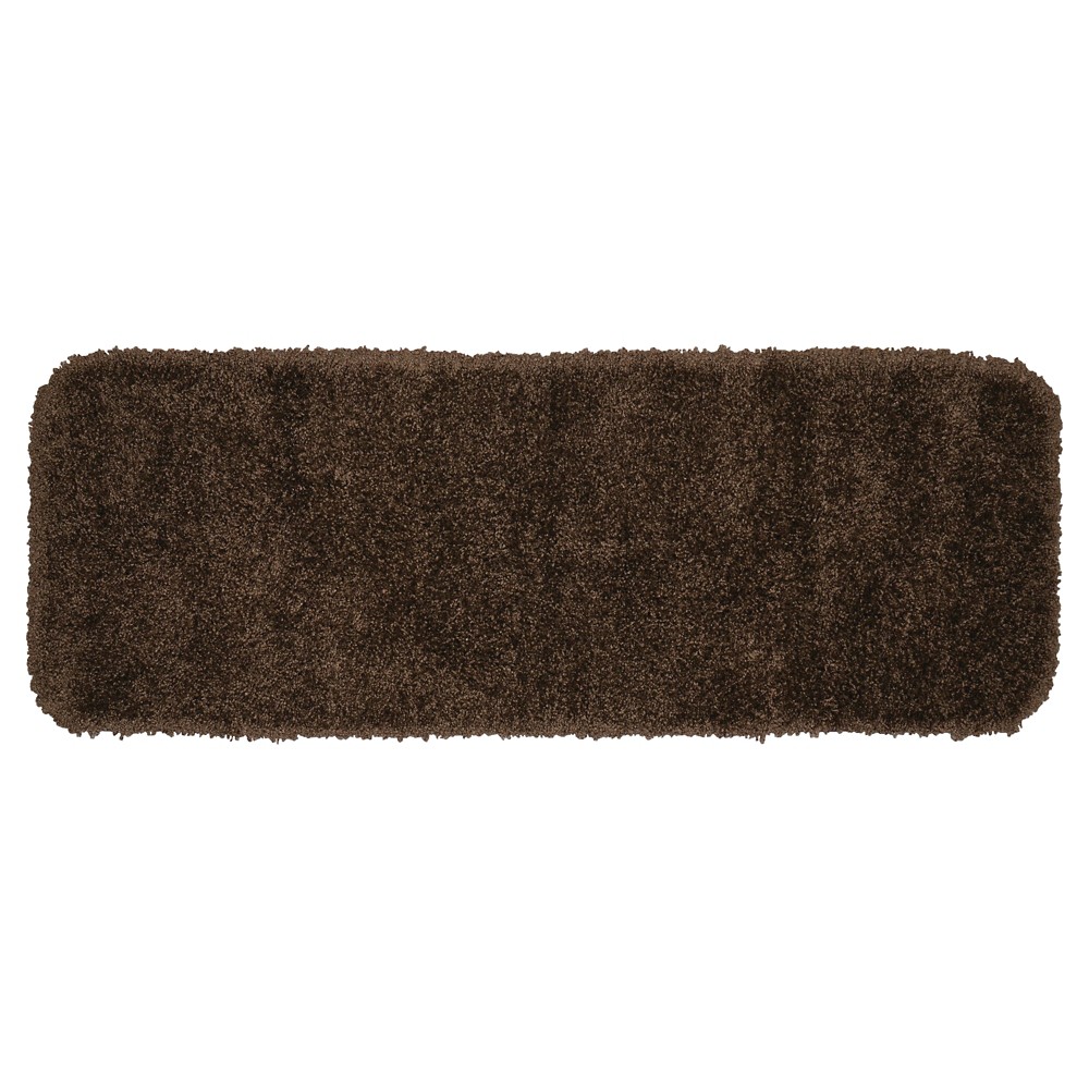  Serendipity Solid Shaggy Washable Nylon Bath Runner Chocolate