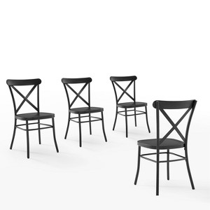 Crosley Camille 4pc Metal Dining Chair Set Matte Black: Steel Frame, X-Back Design, 250lb Capacity - 1 of 4