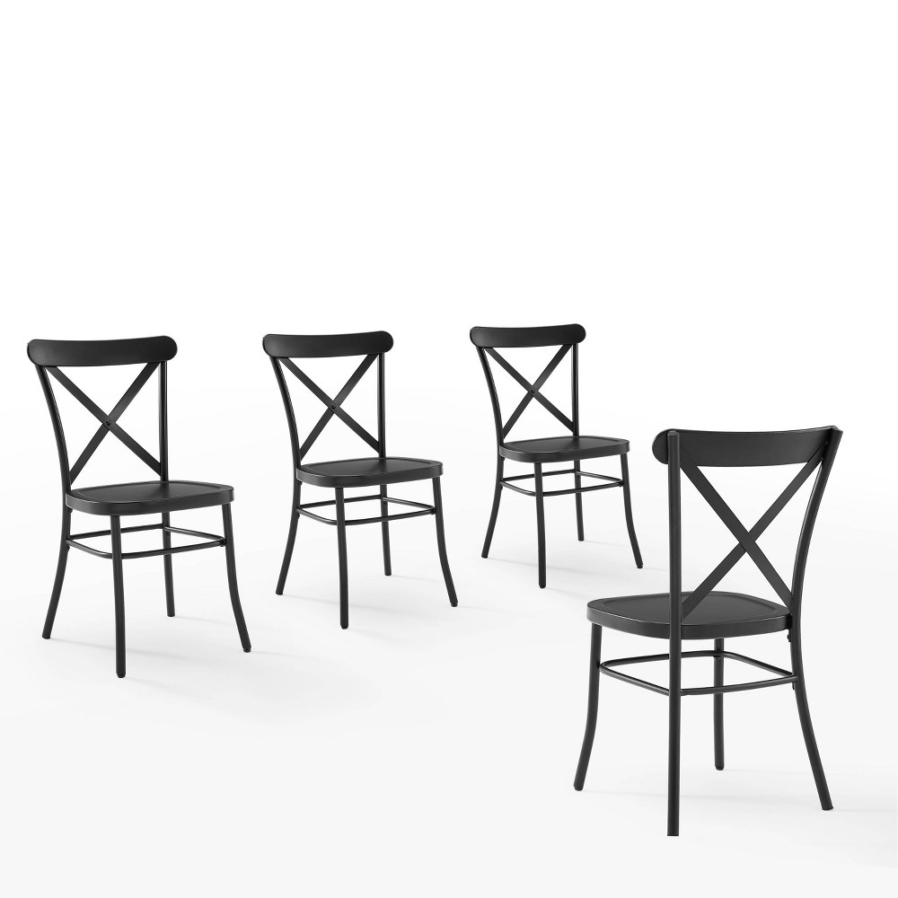 Photos - Chair Crosley Camille 4pc Metal Dining  Set Matte Black 