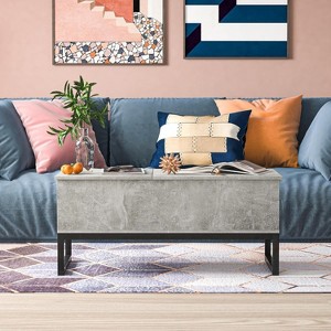 TROPOW Lift Top Coffee Table with Hidden Compartment and Storage Shelf, Multifunctional Rectangle Living Room Center Table for Living Room, Grey - 1 of 4