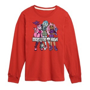 Boys' - Monster High - Group With Pets Long Sleeve Graphic T-Shirt - 1 of 4