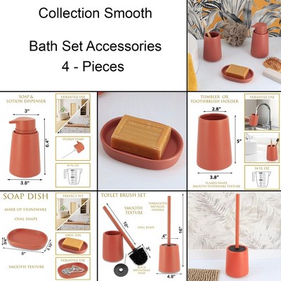 Terracotta 4-Piece Bathroom Accessory Set with Soap Dispenser