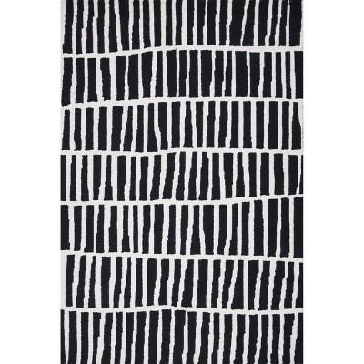 Handmade Black Geometric Wool Area Rug 8' x 10'