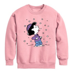 Boys' - Peanuts - Lucy Snow Graphic Long Sleeve Fleece Sweatshirt - 1 of 4