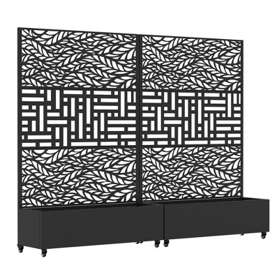 Lirago Iron Arch Mobile Planter Box (2-Piece)-Raised Garden Bed Elevated Planter with Trellis Privacy Screen 38 Gallon Capacity