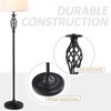 DOMETOUR HOMCOM 3 Piece Table Floor Lamp Set with Metal Pole, Round Base, and Fabric Lampshade, for Living Room, Black/White - 2 of 4