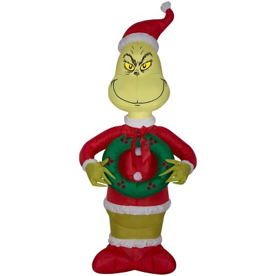 Dr. Seuss 4ft Grinch as Santa with Wreath LED Inflatable Christmas Decoration
