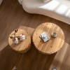 NicBex Retro Style Cylindrical Coffee Table with Vertical Texture Relief Design,Wooden Side Tables,Center Table for Living Room - 3 of 4