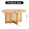 Modern Round Coffee Table with Faux Rattan Detail and Cross Base Stylish Accent Table with Natural Look for Contemporary Interiors-The Pop Home - 4 of 4
