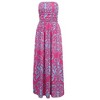 Women Strapless Floral Print Bohemian Boho Maxi Dress Casual Off Shoulder Beach Party Dress with Pockets - 3 of 4