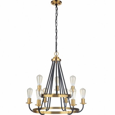 Craftmade Lighting Randolph 9 - Light Chandelier in  Flat Black/Satin Brass