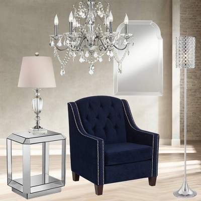 Vienna Crystal and Chrome Urn Table Lamp with White Shade